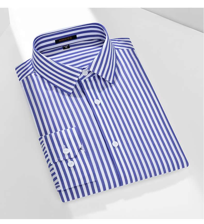 さわやかストライプ 長袖ビジネスシャツ（ROMON）