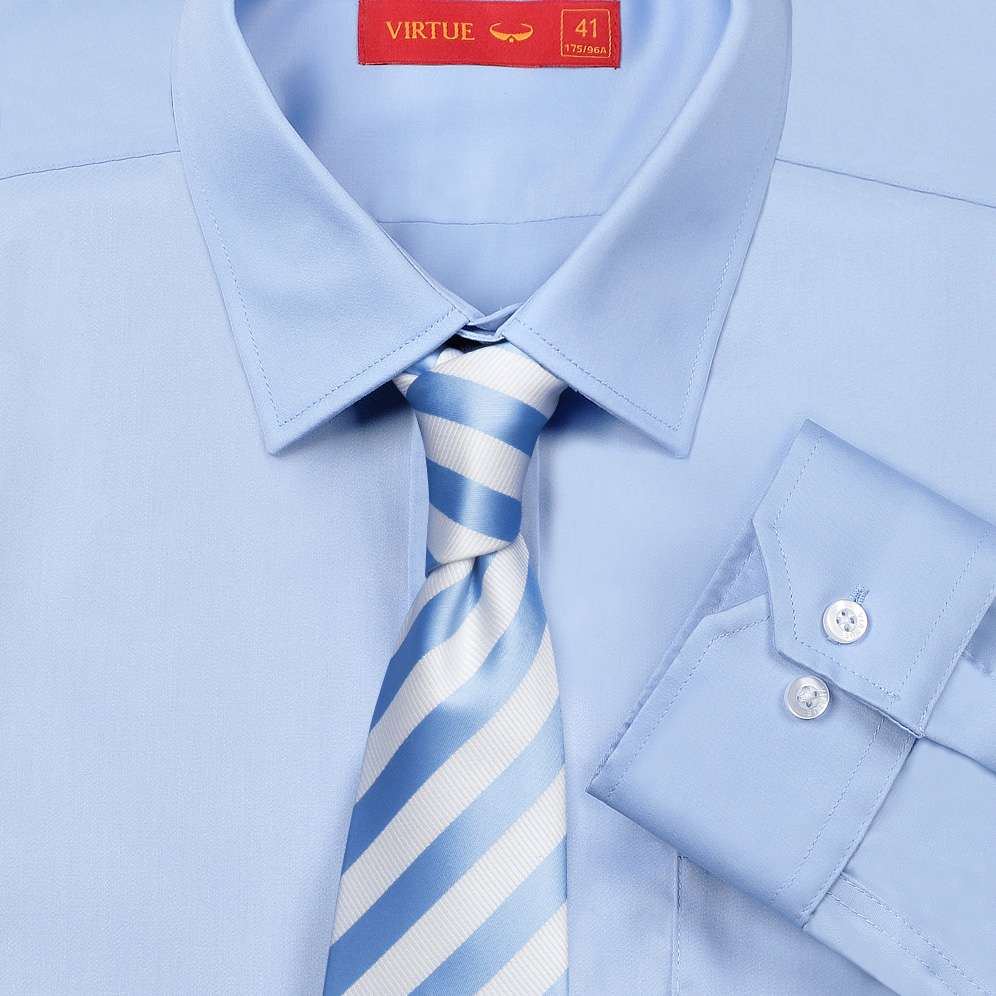 形態安定 サックスブルー フォーマルシャツ